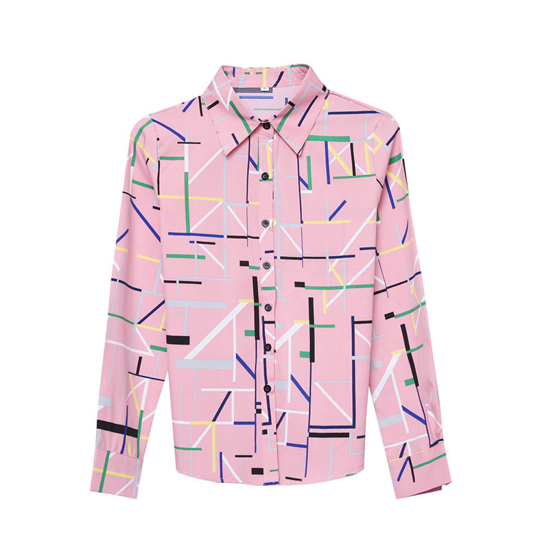 Modern Abstract Pattern Long Sleeve Office Shirt