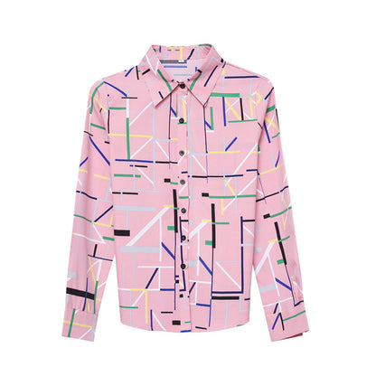 Modern Abstract Pattern Long Sleeve Office Shirt