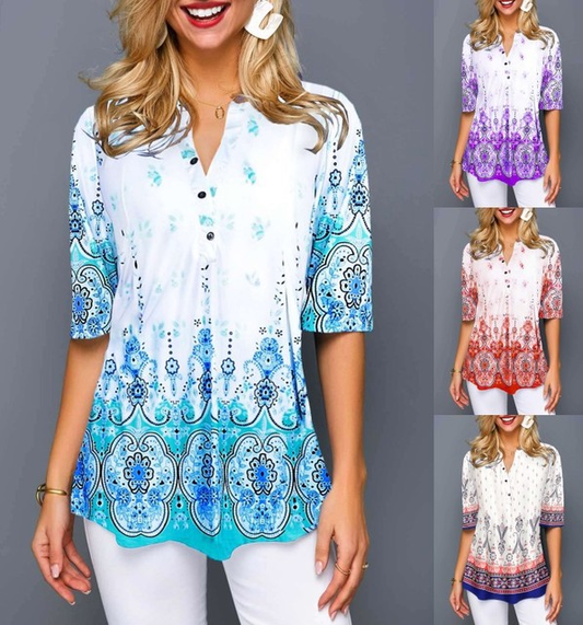 Vibrant Floral Mandalas Flowy Tunic