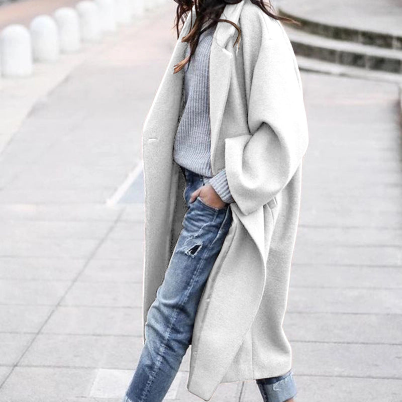 Premium Longline Wool-Look Coat | Elegant Single-Breasted Jacket