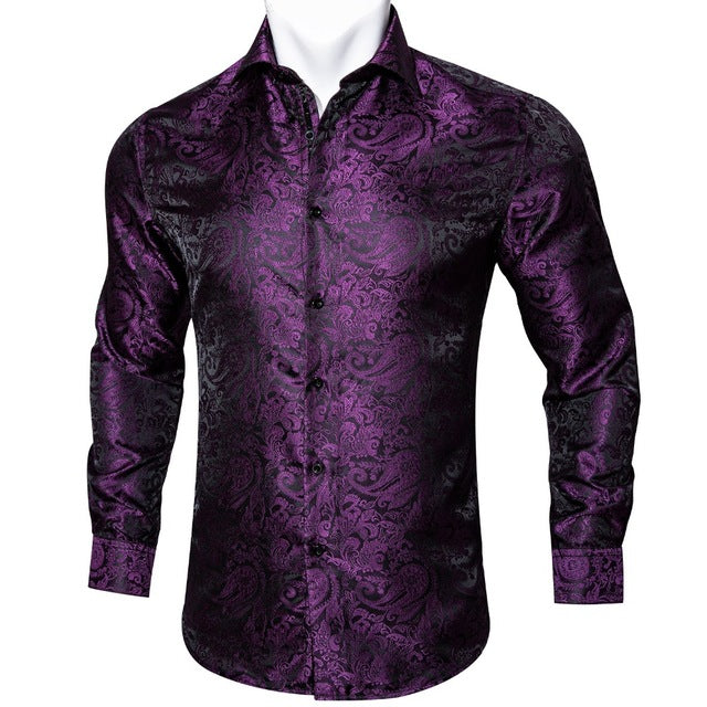 Crescent-Dynasty Dress-Shirt in "High-Lustre" Sateen with Integrated Regal-Print