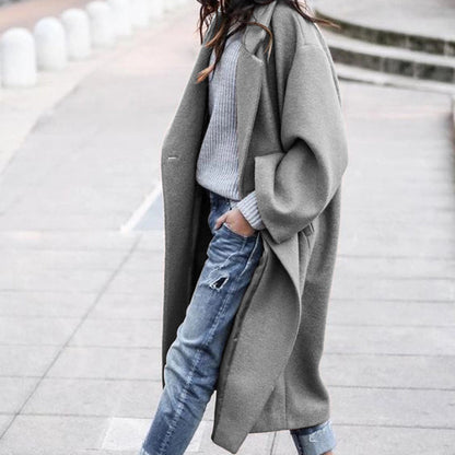 Premium Longline Wool-Look Coat | Elegant Single-Breasted Jacket