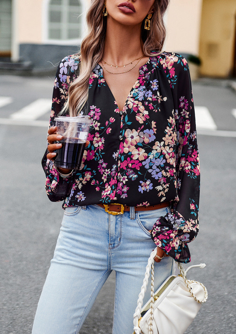 Boho Bloom Flare Sleeve Shirt