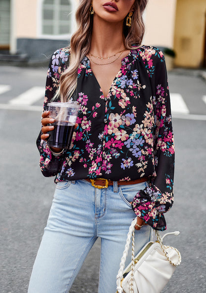 Boho Bloom Flare Sleeve Shirt