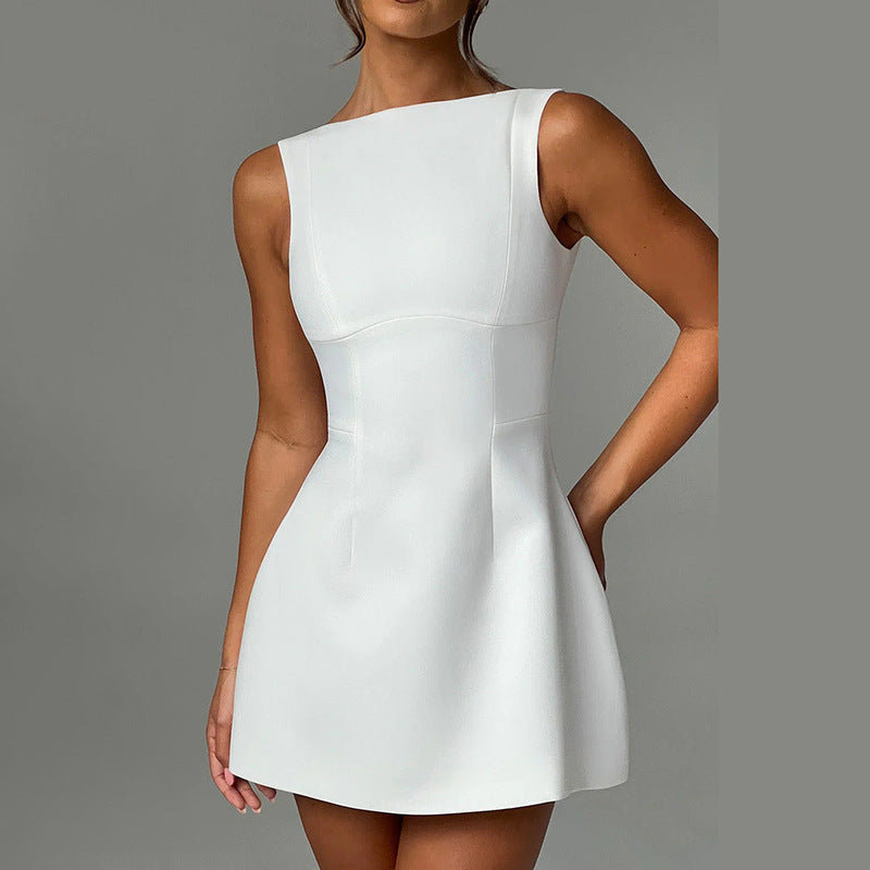 Modern Aristocrat Sleeveless Gownette with Architectural Flare