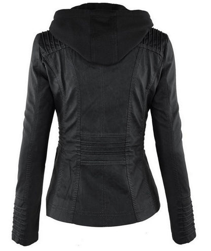 Urban Outlaw Cropped Biker in Soft-Touch Faux-Grain with Detachable Layering