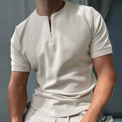 The Tactical-Mosaic Polo with Architectural Silver-Zip & Contrast Stay-Collar
