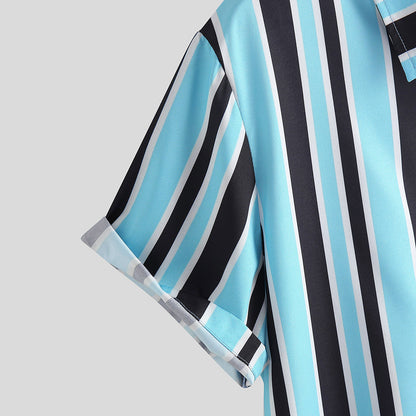 Crescent-Velocity Resort-Shirt in "Breathable-Sateen" with Integrated Kinetic-Stripes