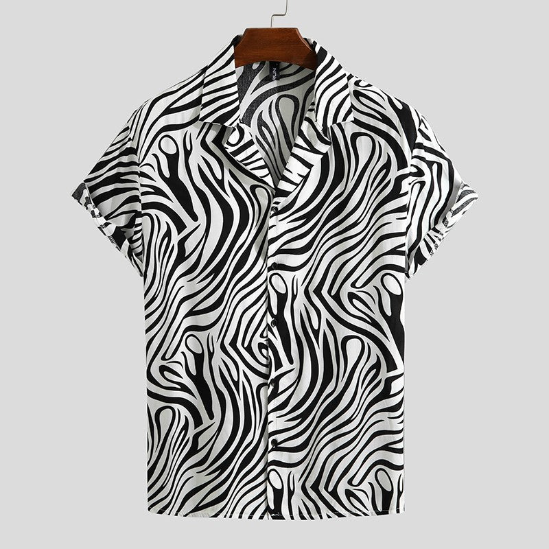 The Striated-Apex" Shirt with Architectural Zebra-Inlay & Urban-Flow Shell