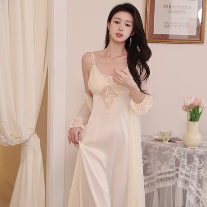 Monolith-Noir Gown in "Midnight-Chiffon" with Precision Scalloped-Lace Frame