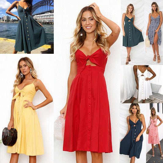 Modern Boho A-Line Midi Dress for Sunny Getaways