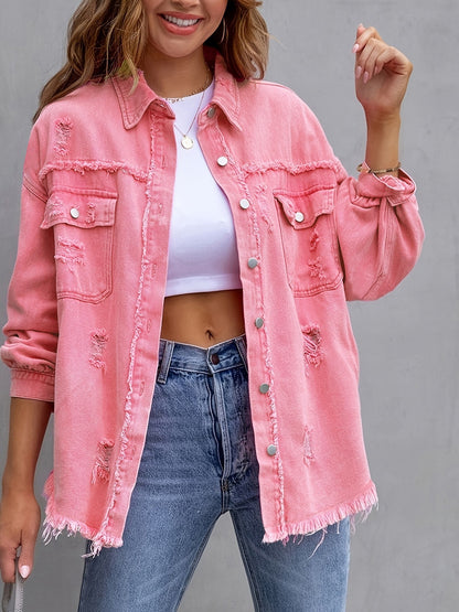 The Ultimate Weekend Shacket: Ripped Utility Shirt Jacket