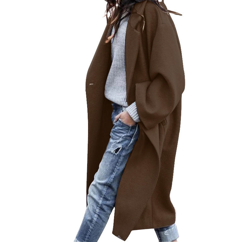 Premium Longline Wool-Look Coat | Elegant Single-Breasted Jacket