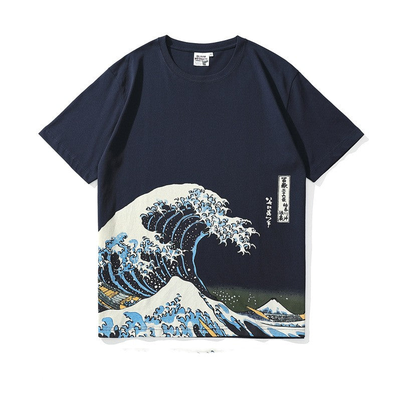 The Great-Zen Tee with Architectural Kanagawa-Wave & Urban-Oversize Fit