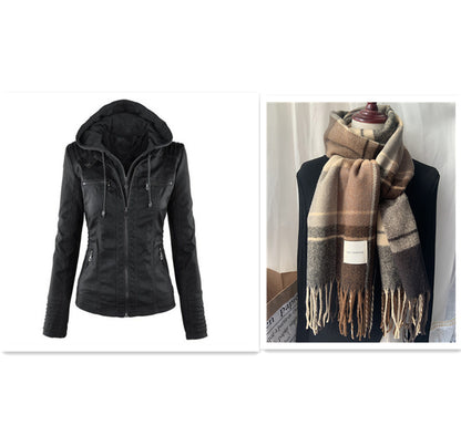 Urban Outlaw Cropped Biker in Soft-Touch Faux-Grain with Detachable Layering