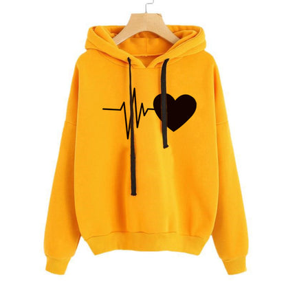 Heartbeat Graphic Hoodie | Women’s Casual Heart Print Sweatshirt