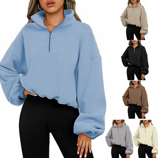 Chic Half-Zip Quarter-Pullover with Sophisticated Stand-Up Collar