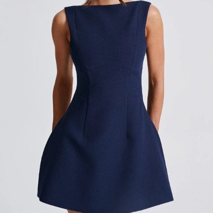 Modern Aristocrat Sleeveless Gownette with Architectural Flare