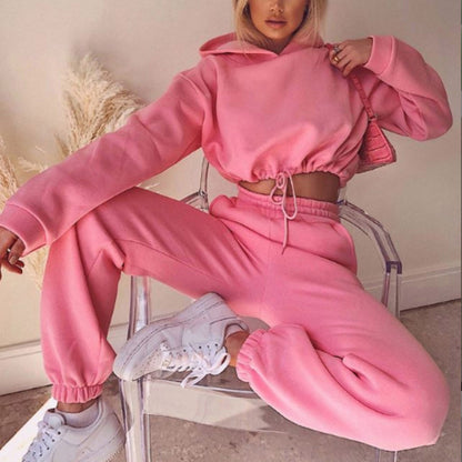 Alora Crop-Top Hoodie & Joggers Set