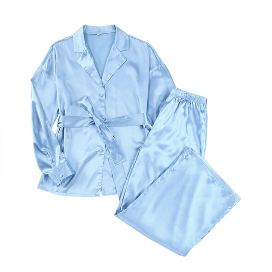 Azure-Serenity Lounge-Suit with High-Drape Silk-Finish & Architectural Lapels