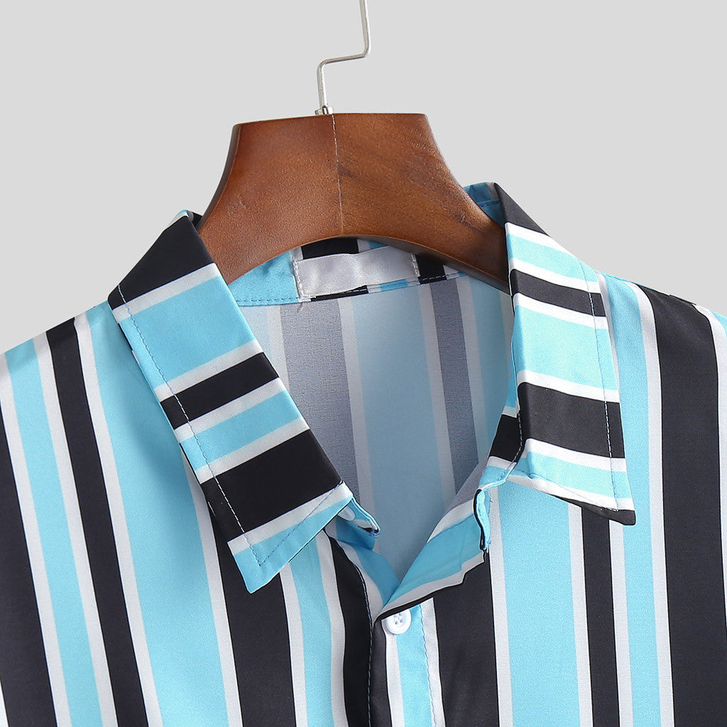 Crescent-Velocity Resort-Shirt in "Breathable-Sateen" with Integrated Kinetic-Stripes