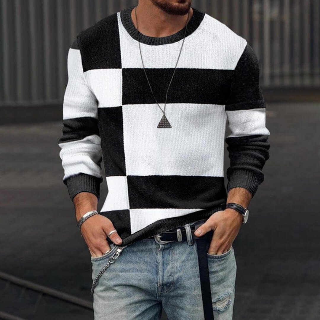The Ombre-Monolith Waffle-Knit Pullover with Architectural Gradient-Flow