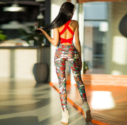 Tattoo-Garden Bodysuit with High-Impact Chromatic Contrast
