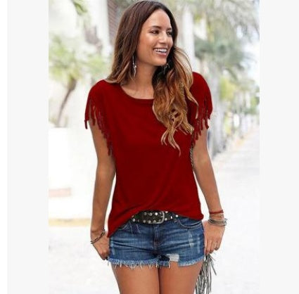 Tassel Detail Short Sleeve Summer Top