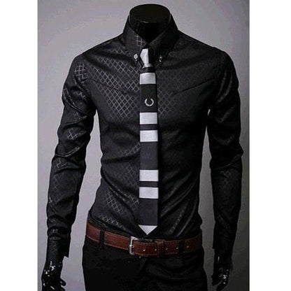 Boardroom-Vanguard Statement-Shirt with High-Contrast Button-Down & Tapered-Frame