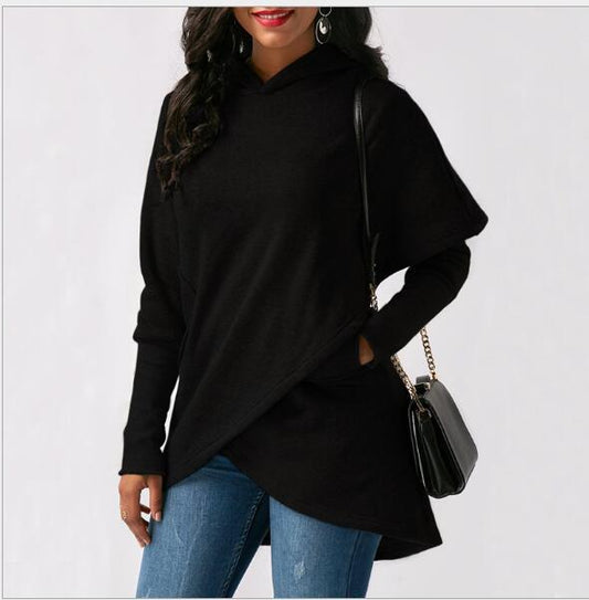 Cipher Shadow Batwing Pullover with Geometric Overlap Detail