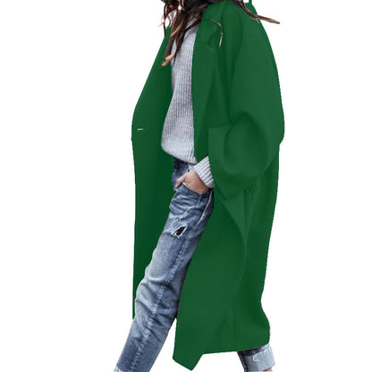 Premium Longline Wool-Look Coat | Elegant Single-Breasted Jacket