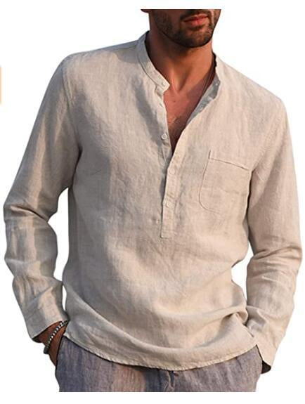 The Aegean-Grandad Shirt with Architectural Linen-Shell & Urban-Flow Silhouette
