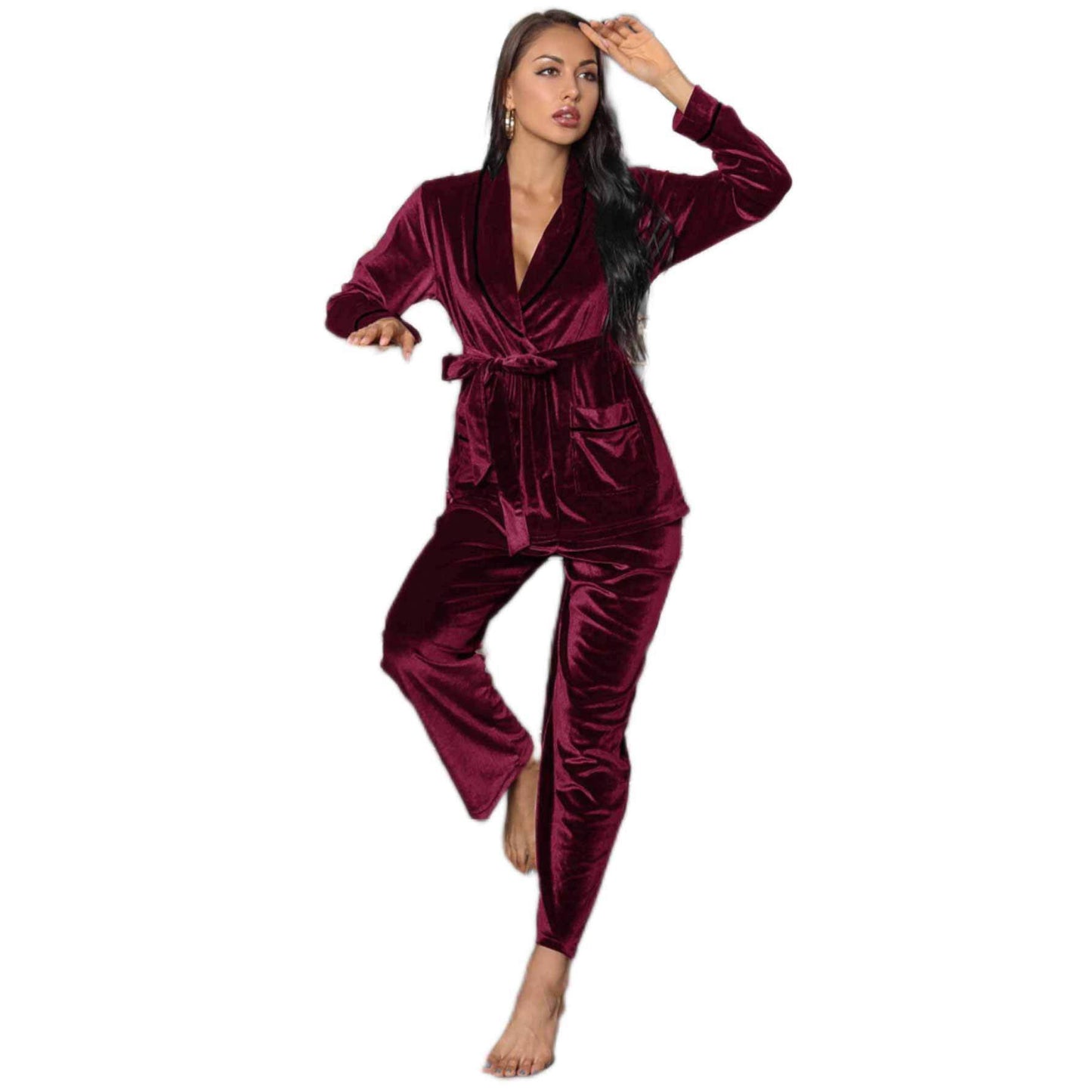 The Velvet-Sanctuary Robe-Suit with Sculptural Shawl-Collar & Heavy-Lustre Finish