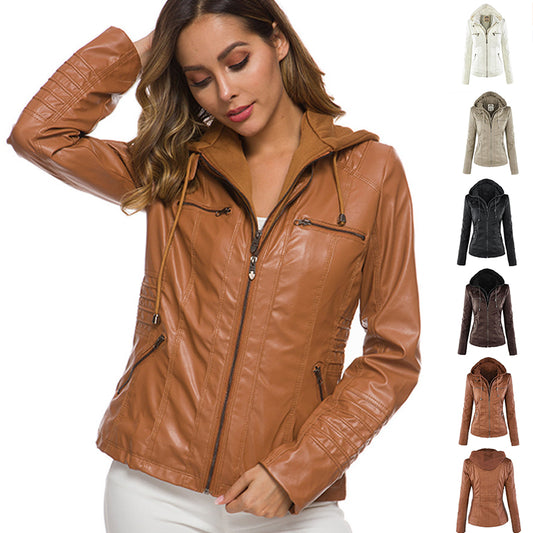 Urban Outlaw Cropped Biker in Soft-Touch Faux-Grain with Detachable Layering
