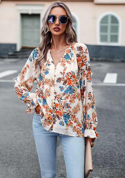 Boho Bloom Flare Sleeve Shirt