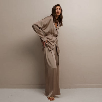 Azure-Serenity Lounge-Suit with High-Drape Silk-Finish & Architectural Lapels