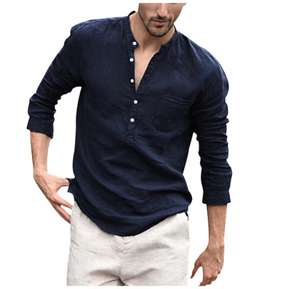 The Aegean-Grandad Shirt with Architectural Linen-Shell & Urban-Flow Silhouette