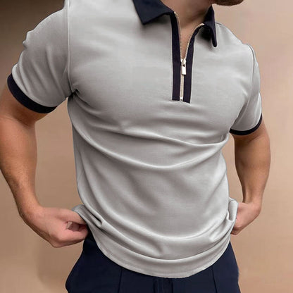 The Tactical-Mosaic Polo with Architectural Silver-Zip & Contrast Stay-Collar