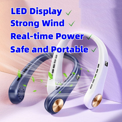 Premium Bladeless Neck Fan – Rechargeable Wearable Air Cooler