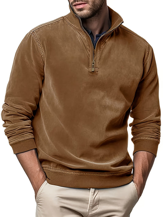 Crescent-Falcon Quarter-Zip in "Thermal-Velvet" Fabric with Integrated Command-Cuffs