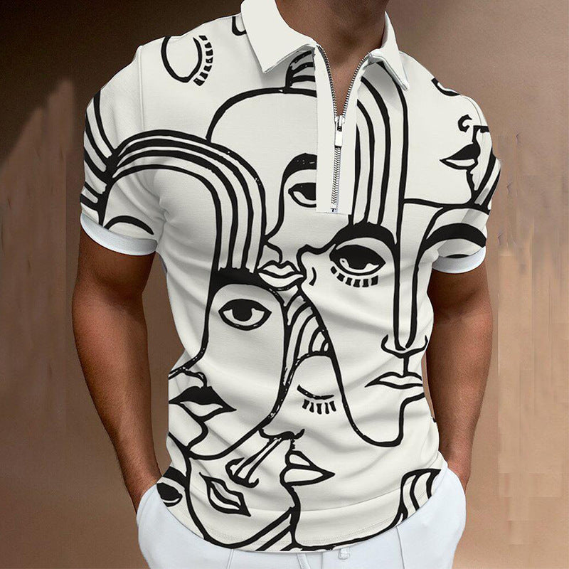 The Tactical-Mosaic Polo with Architectural Silver-Zip & Contrast Stay-Collar