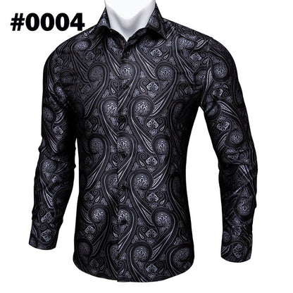 Crescent-Dynasty Dress-Shirt in "High-Lustre" Sateen with Integrated Regal-Print