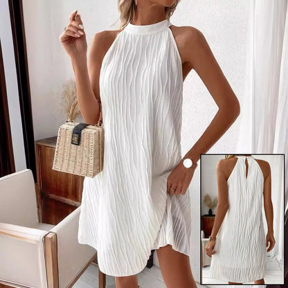 Lyra Crinkled Halterneck Mini Dress