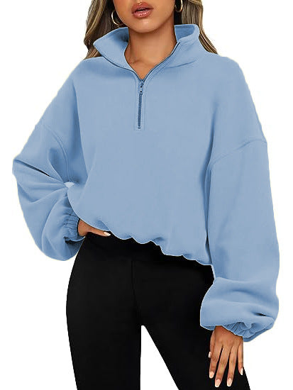 Chic Half-Zip Quarter-Pullover with Sophisticated Stand-Up Collar