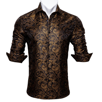 Crescent-Dynasty Dress-Shirt in "High-Lustre" Sateen with Integrated Regal-Print