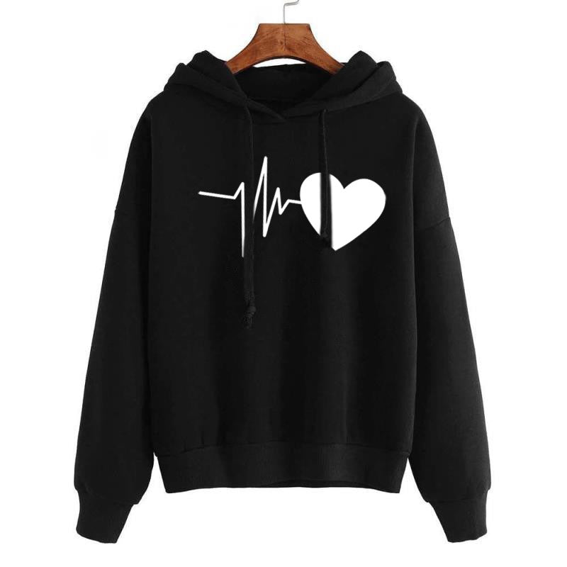 Heartbeat Graphic Hoodie | Women’s Casual Heart Print Sweatshirt