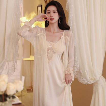 Monolith-Noir Gown in "Midnight-Chiffon" with Precision Scalloped-Lace Frame