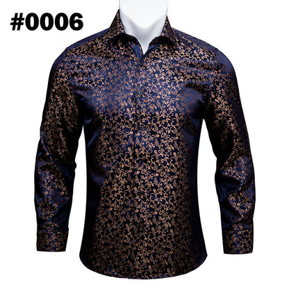 Crescent-Dynasty Dress-Shirt in "High-Lustre" Sateen with Integrated Regal-Print