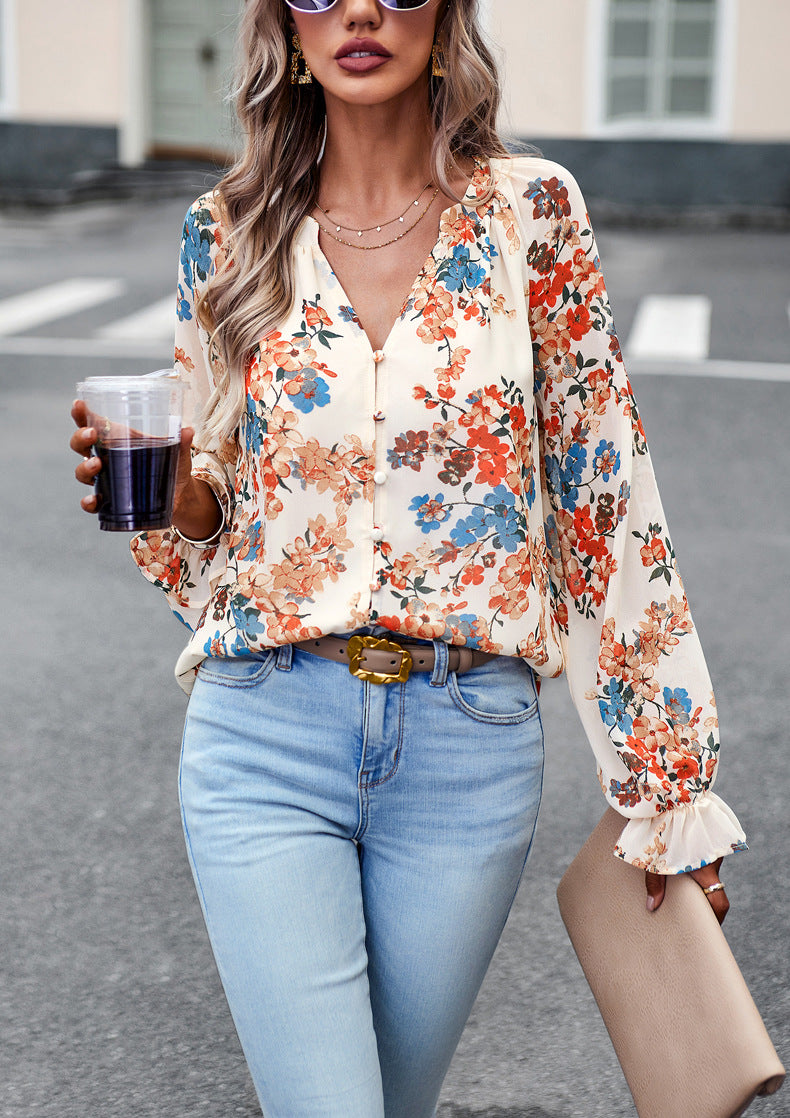 Boho Bloom Flare Sleeve Shirt