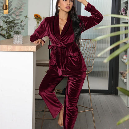 The Velvet-Sanctuary Robe-Suit with Sculptural Shawl-Collar & Heavy-Lustre Finish